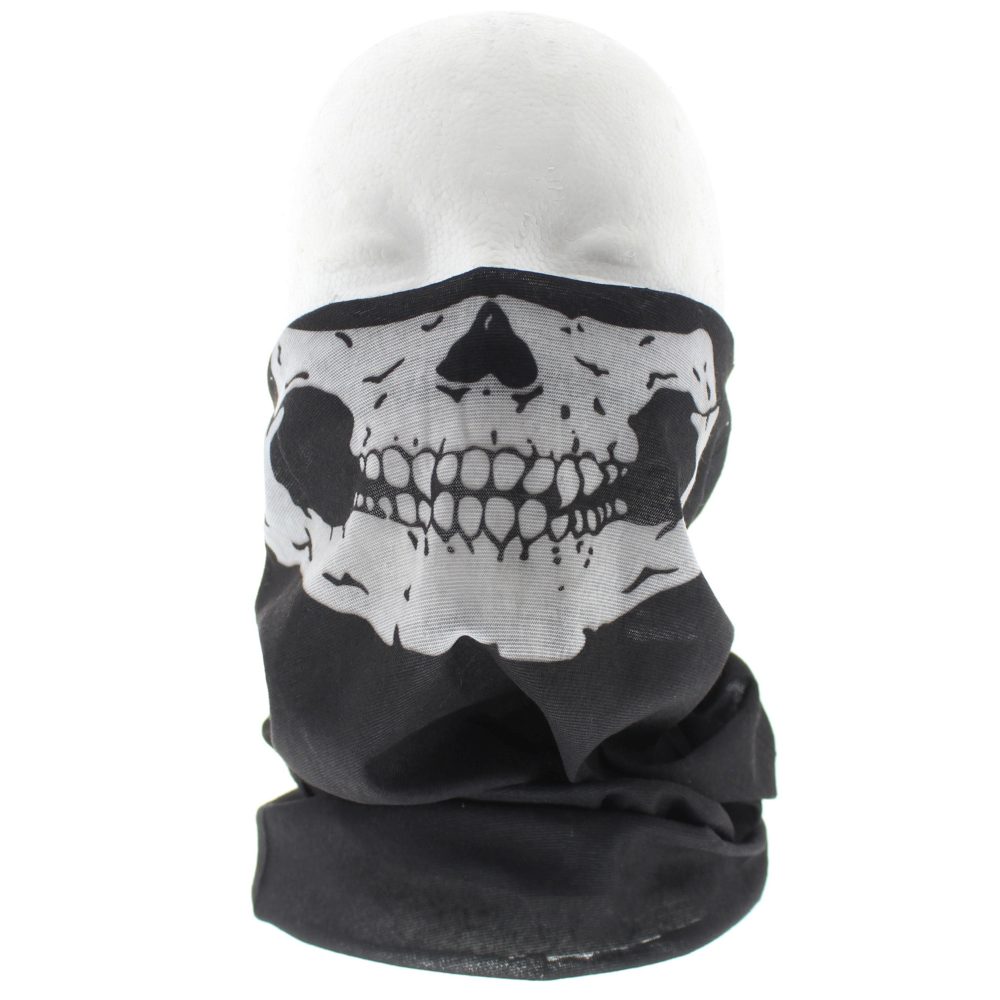 Zac's Alter Ego - White skull jaw Scarf - Black/White